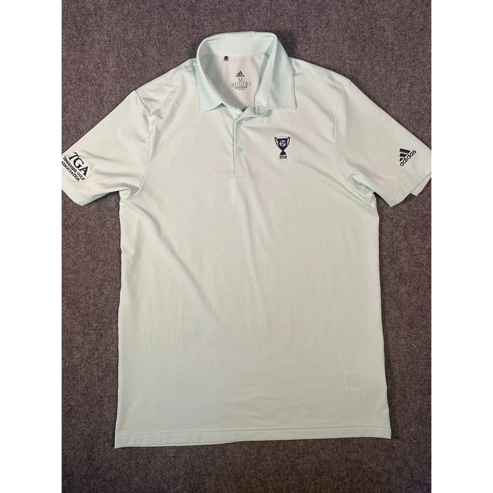 Adidas Golf Polo Shirt Mens Medium Light Green Performance Stretch TGA